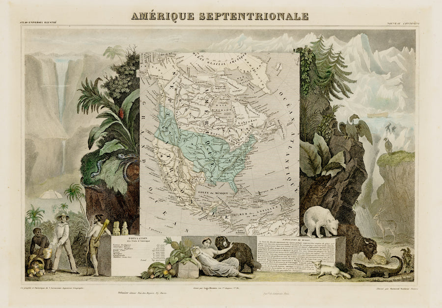 Antique Map: Amerique Septentrionale By: Victor Levasseur, 1840 