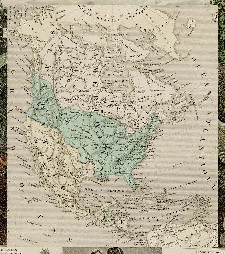 Antique Map: Amerique Septentrionale By: Victor Levasseur, 1840 
