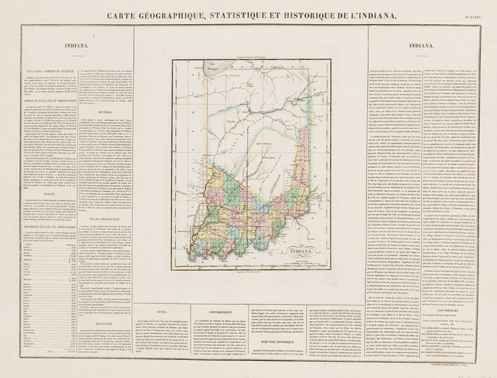 Antique Map of Indiana: Carte Geographique, Statistique et Historique de L'Indiana By: Jean Alexandre Buchon, 1825