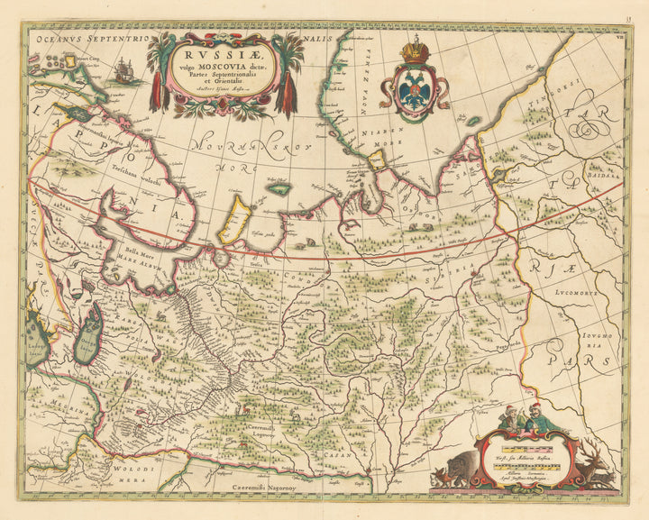 Antique Map of Russia: Russiae vulgo Moscovia dictae, Partes Septentrionalis et Orientalis By: Johannes Blaeu, 1642