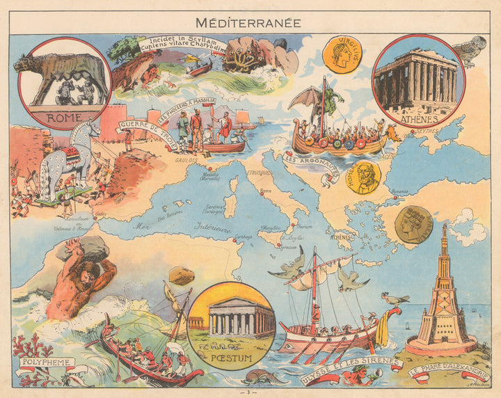 Antique Map of the Mediterranean:  Méditerranée by: Rougery, 1948