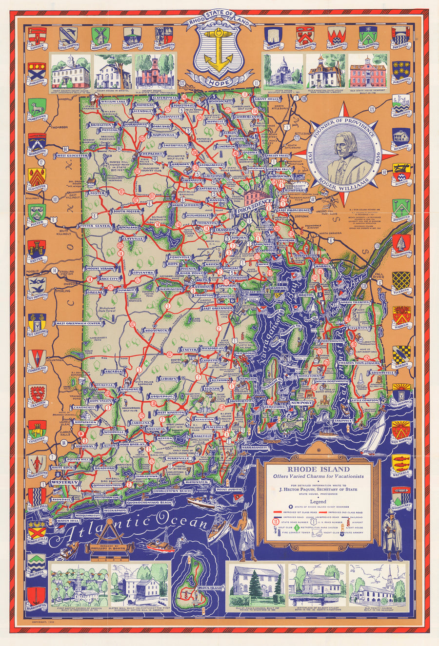 Vintage Map: Rhode Island Offers Varied Charms for Vacationists, 1939