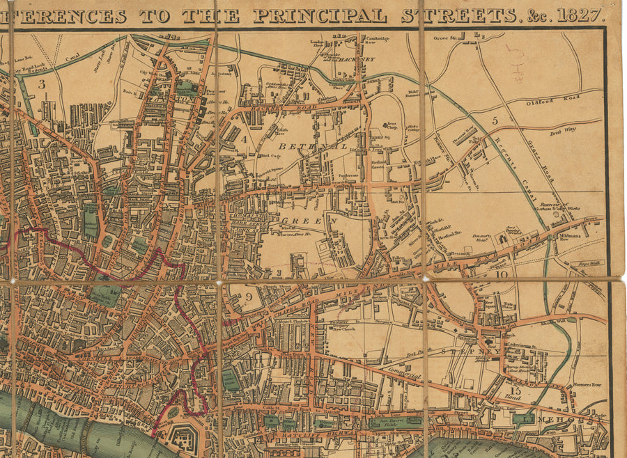 Tegg's New Plan of London with 360 References to the Principal Streets 1827