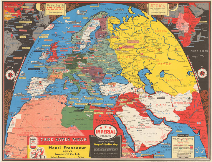 Imperial Oil Dealer’s Story-of-the-War Map by Stanley Turner, 1942