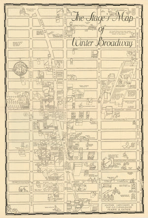 Antique Pictorial Map: The Stage's Map of Winter Broadway by Frank Eaton, 1933 - New York