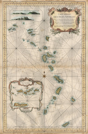 Carte Reduite des Isles Antilles Dressee au Depost des Cartes et Plans de la Marine... by: Jacques Bellin, 1758