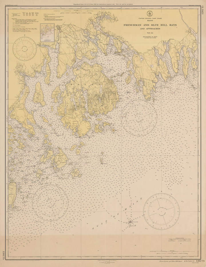 Nautical Chart of Mount Desert Island or Acadia National Park in Maine