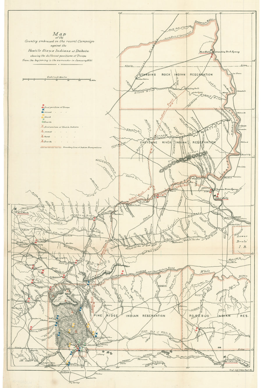 1890-91 Maps Showing the Battle at Wounded Knee