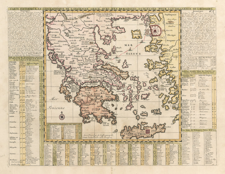 Carte Historique, Et Geographique de L’Ancienne Grece... by: Chatelain, 1719