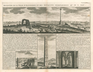 Antique Print of Alexandria, Egypt Description de la Ville d’ALexandrie et des Antiquities Remarquables qu’on y voit. by Henri Chatelain