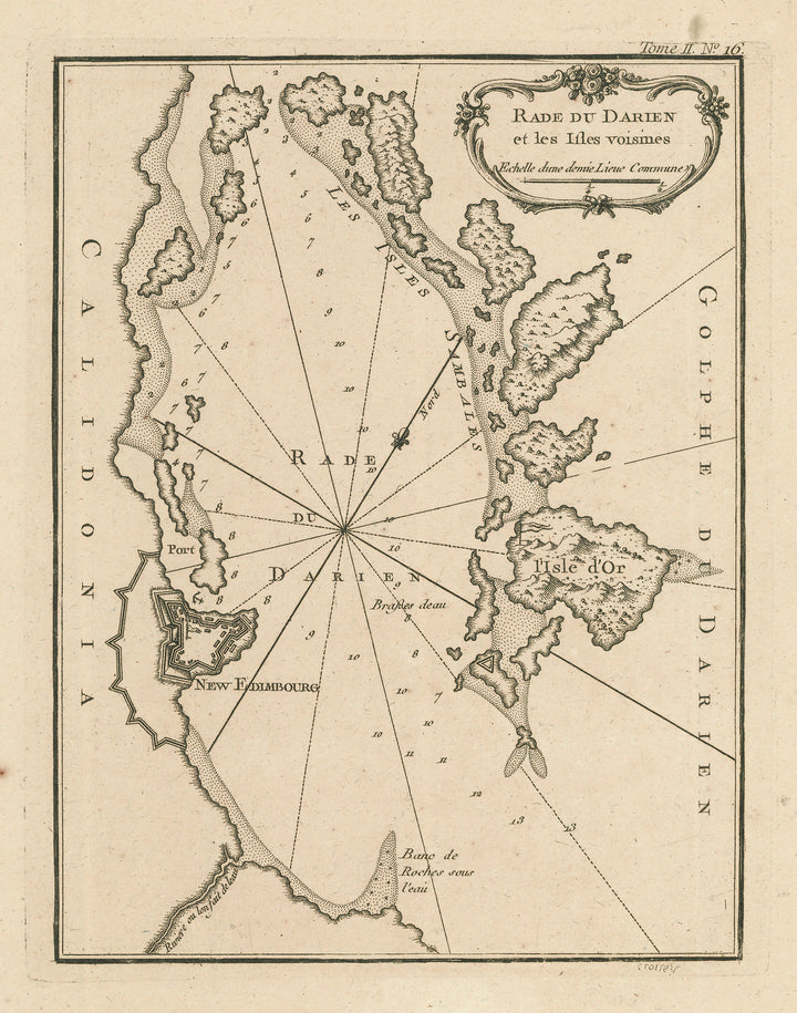 Antique Map: Rade Du Darien et les Isles voismes by Jacques Nicolas Bellin, 1744