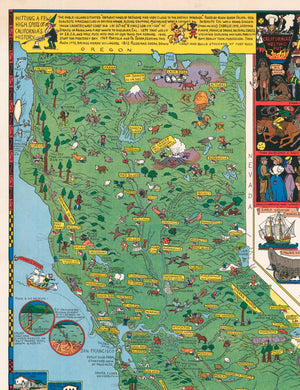 Mid-Century Pictorial Map of California by Jo Mora, 1945