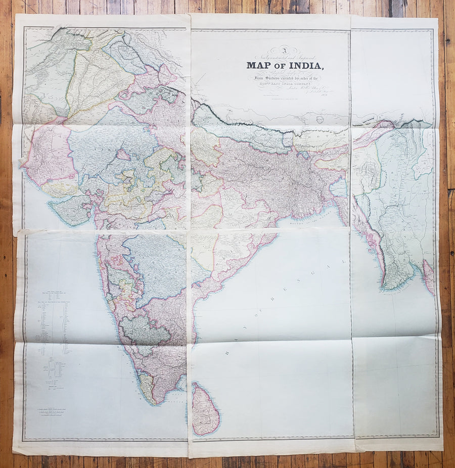 1848 A Newly Constructed and Improved Map of India, From Surveys executed by order of the Honble East India Company.