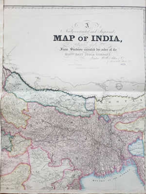 1848 A Newly Constructed and Improved Map of India, From Surveys executed by order of the Honble East India Company.