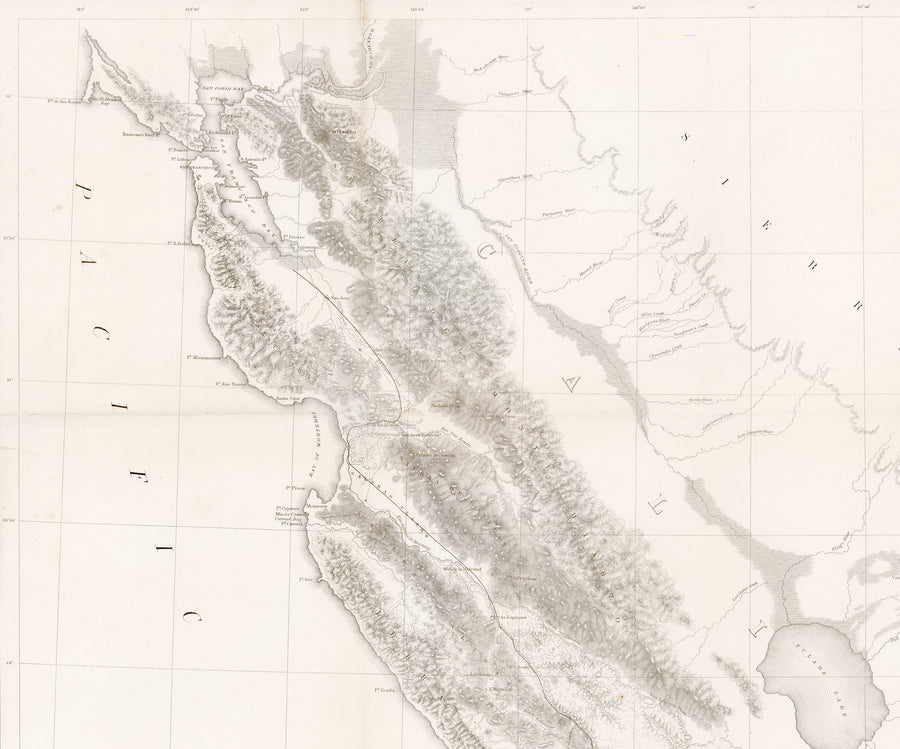 Antique Railroad Map / Survey: Map No.1 From San Francisco Bay to the Plains of Los Angeles by: John G. Parke, 1854-55