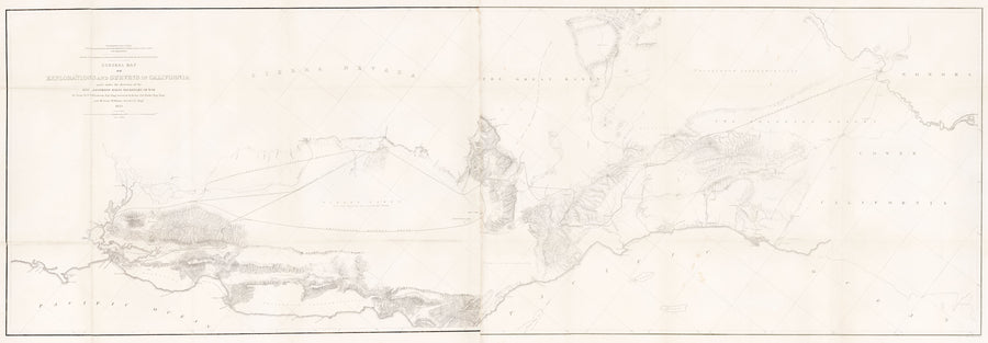 Antique Railroad Survey Map: General Map of the Explorations and Surveys in California by: R.S. Williamson, 1852