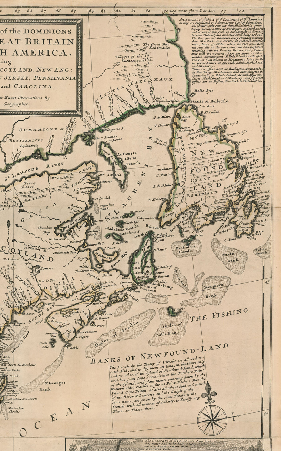 1730 A New and Exact Map of the Dominions of the King of Great Britain on ye Continent of North America...