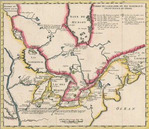 Antique Map of the Great Lakes: Carte Particuliere Du Fleuve Saint Louis Dressee Sur Les Lieux... by Henri Abraham Chatelain, 1719