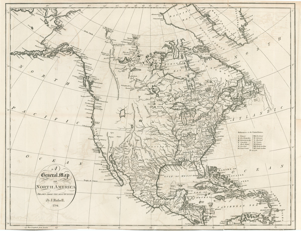 A General Map of North America by: John Russell, 1794 – New World ...