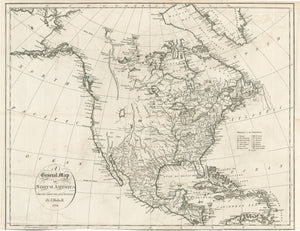 Antique Map of North America: A General Map of North America Drawn from the best Surveys By: John Russell Date: 1794