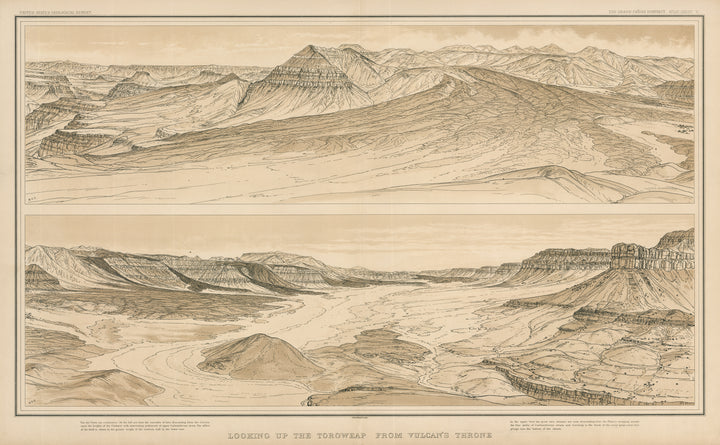 Antique Lithograph:  Toroweap from Vulcan's Throne, Grand Canyon by: William Henry Holmes and Julius Bein, 1882