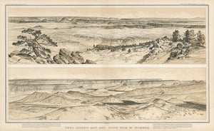 Antique Lithograph: Views Looking East & South from Mt. Trumbull, Grand Canyon by: William Henry Holmes and Julius Bein, 1882