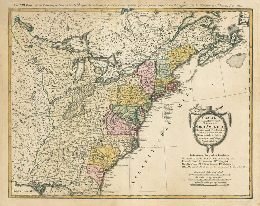 1784 Charte uber die XIII vereinigte Staaten von Nord-America...