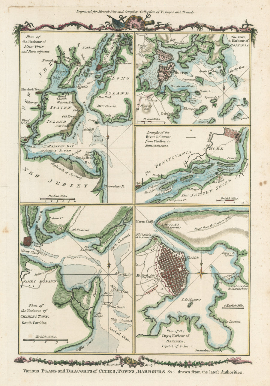 Antique Map: Various Plans and Draughts, of Cities, Towns, Harbours & c. drawn for the latest Authorities By: Thomas Conder Date: 1785
