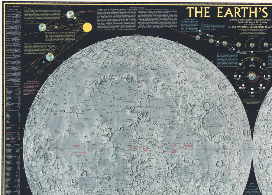 Vintage Map of The Earth’s Moon by National Geographic, 1969