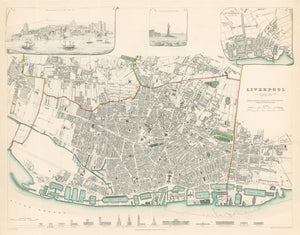 Antique map of Liverpool, England by SDUK. 1836