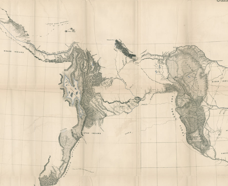 1845 Map of John C. Fremont's 1st and 2nd Expedition to the Rockies, Oregon, and Upper California.