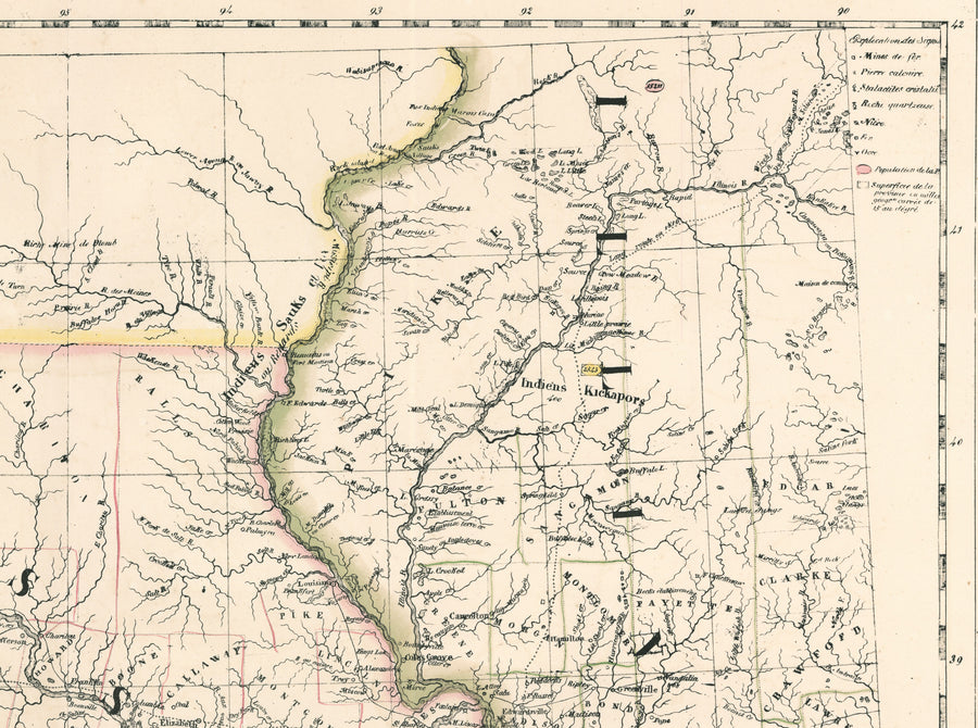 Antique Map of Illinois and Missouri Amerique Septentrionale No. 49 by Vandermaelen, 1827