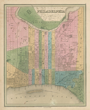 Antique Map of Philadelphia by Thomas G. Bradford, 1846