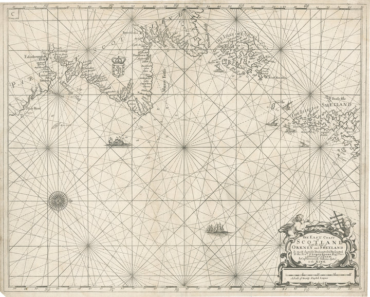 The East Coast of Scotland with the Isles of Orkney and Shetland by: Captain Greenville Collins, 1693