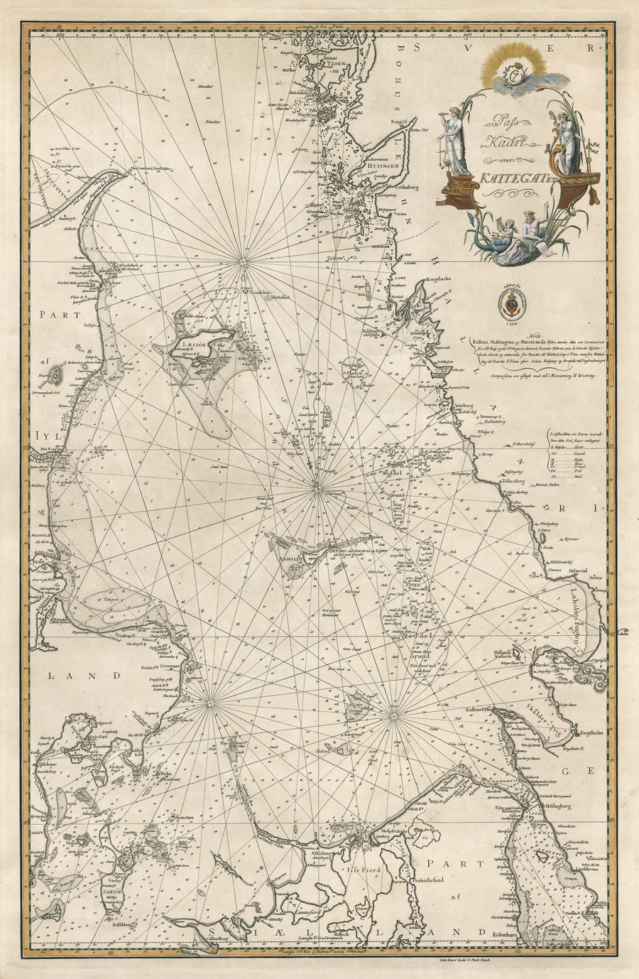Antique Nautical Chart: Pass Kaart over Kattegat by: Jean-René de Verdun, 1805