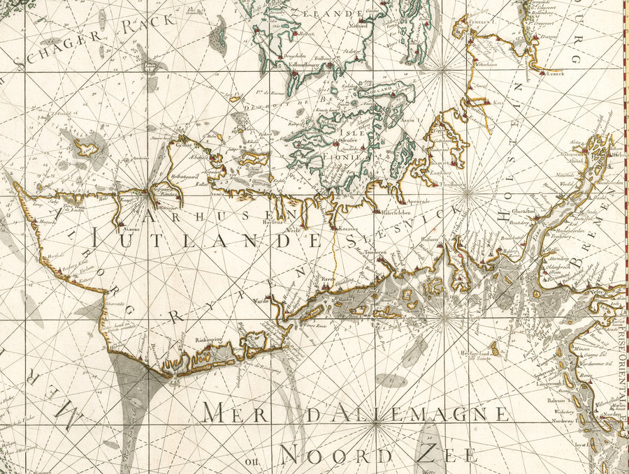 1693 Carte de la Mer de Dannemark et des Entrees dans la Mer Baltique...