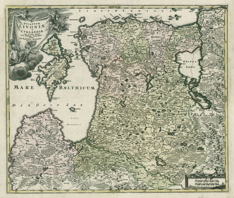 1730 Ducatuum Livoniae et Curlandiae cum vicinis Insulis Nova Exhibitio Geographica