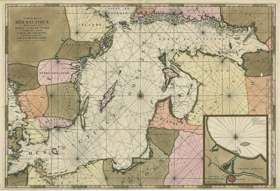 Carte De La Mer Baltique Contenant les Bancs, Isles Et Costes ﻿comprises entre l'isle de Zelande et l'extrémité du Golfe de Finlande. By: Pierre Mortier  Date: 1693 