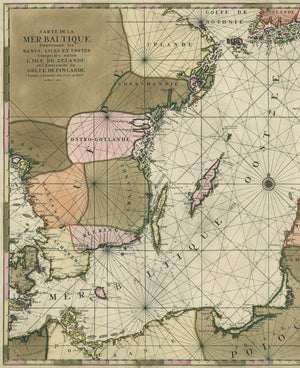 Carte De La Mer Baltique Contenant les Bancs, Isles Et Costes ﻿comprises entre l'isle de Zelande et l'extrémité du Golfe de Finlande. By: Pierre Mortier  Date: 1693 