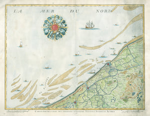 1744 Carte Particuliere Des Environs D'Ostende Neuport Furnes et Autres