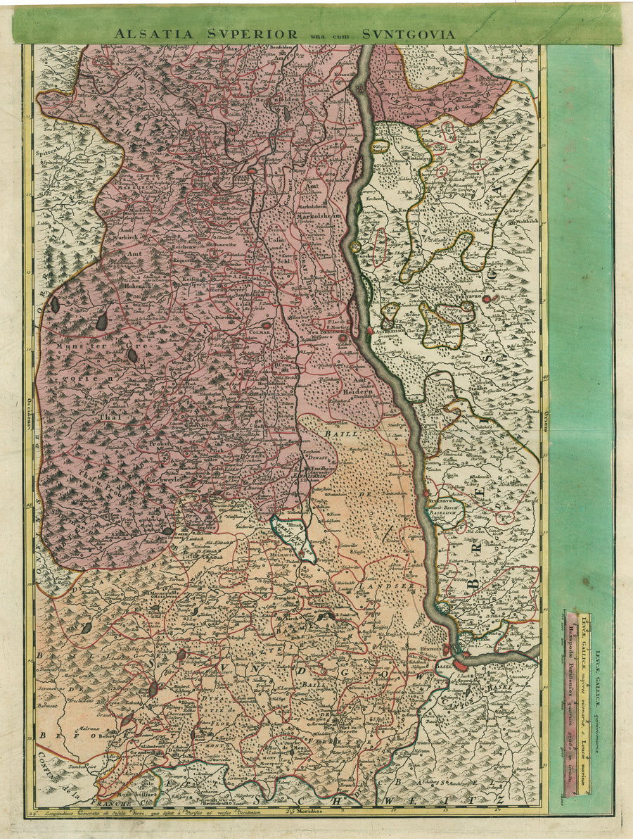 Alsatia tam Superior una cum Suntgovia - Antique Map of the Upper Rhine Valley by Homann 1720
