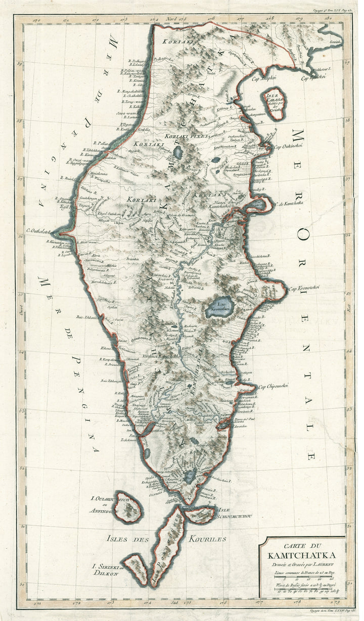 Antique Map: Carte Du Kamtchatka by Jacques Nicolas Bellin. 1777