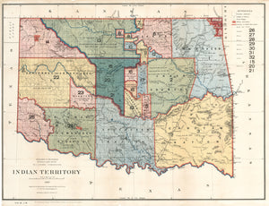 Antique Map of Indian Territory by the General Land Office, 1889