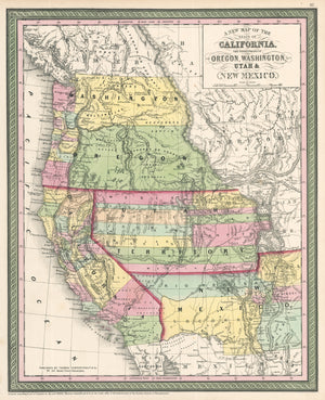 Map of the States of California, Washington, Utah, New Mexico, & Oregon Territories by: Cowperthwait, 1854