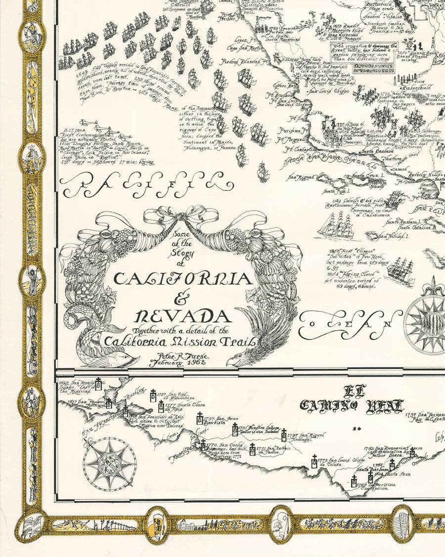 Pictorial Map: Some of the Story of California & Nevada By Peter Furse, 1962