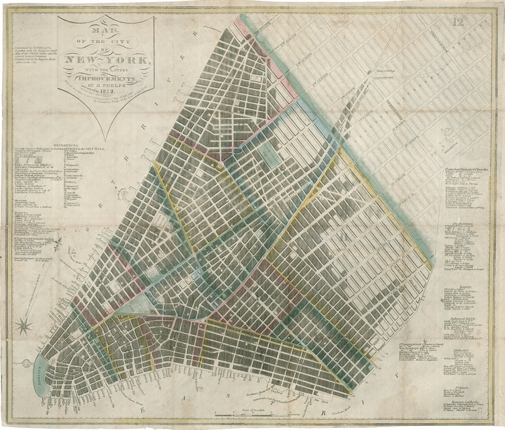 Map of the City of New York with the Latest Improvements, Phelps, 1832