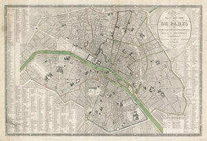 1836 Nouveau plan routier de Paris, ou, guide exact dans cette capitale divisé en 12 arrondissements et en 48 quartiers