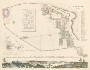 Antique Map of Pompeii, the Ancient Roman City by: S.D.U.K. 1832 