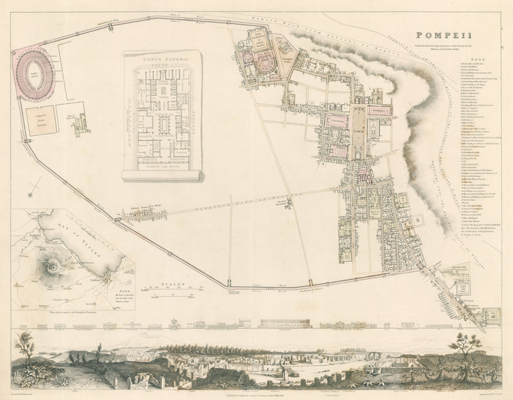Antique Map of Pompeii, the Ancient Roman City by: S.D.U.K. 1832 