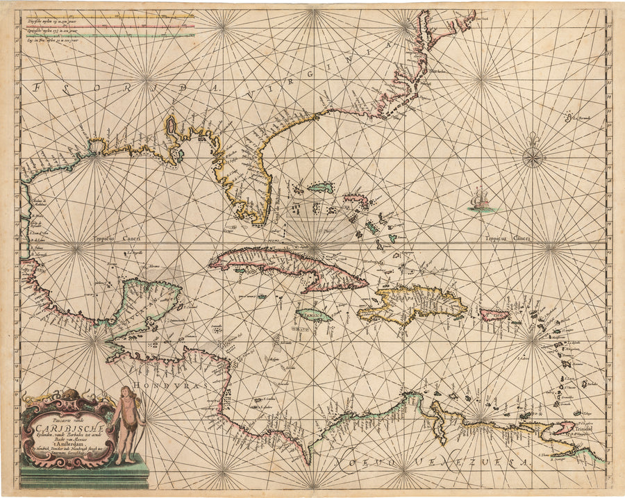 1659 Pascaerte vande Caribische Eylanden, vande Barbados tot Aende Bocht van Mexico
